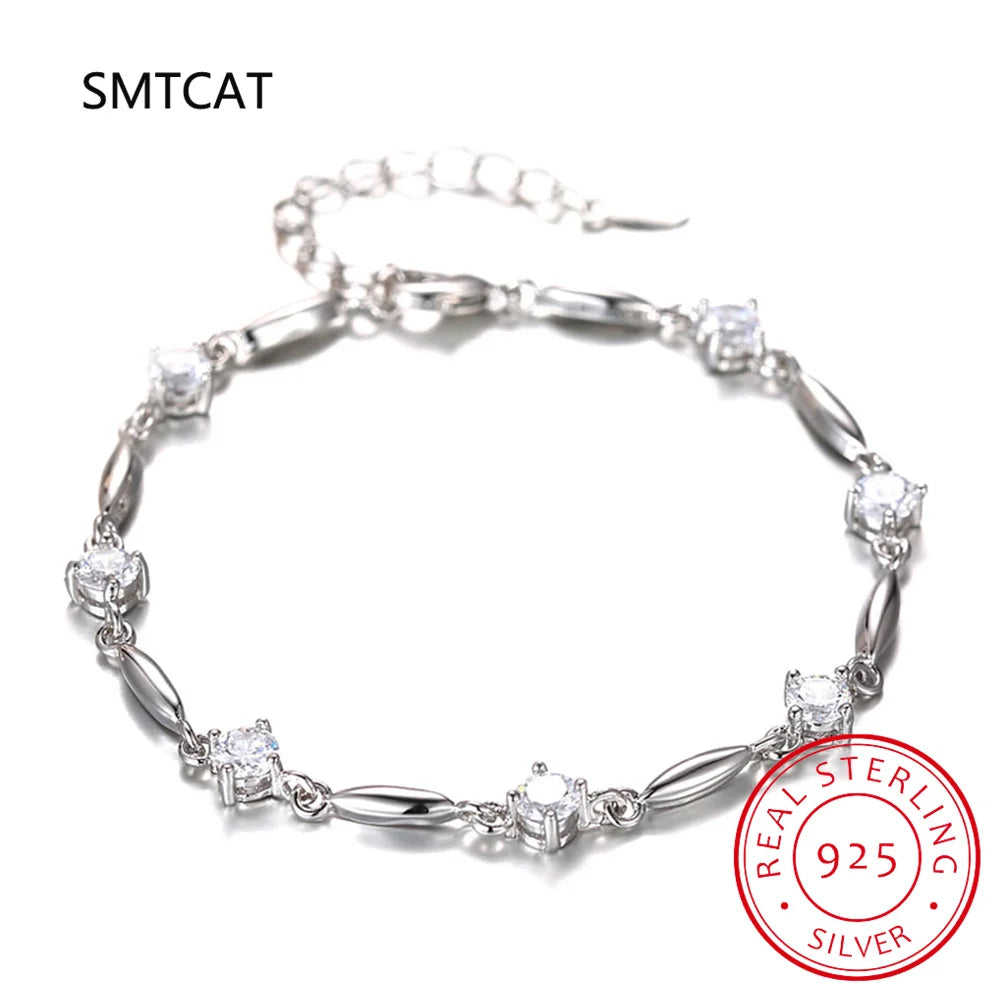 Round Natural Amethyst 925 Sterling Silver Bracelet for Women Fashion Purple Gemstone Statement Jewelry Pulseiras De Prata
