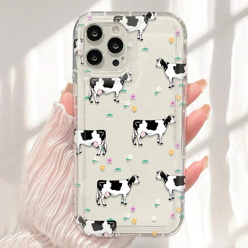 Creative Cow Pattern Clear Phone Case for Xiaomi Redmi Note 13 12 11 Pro Plus 5G 11S 10S 9S 9 10 4G Soft Transparent Cover