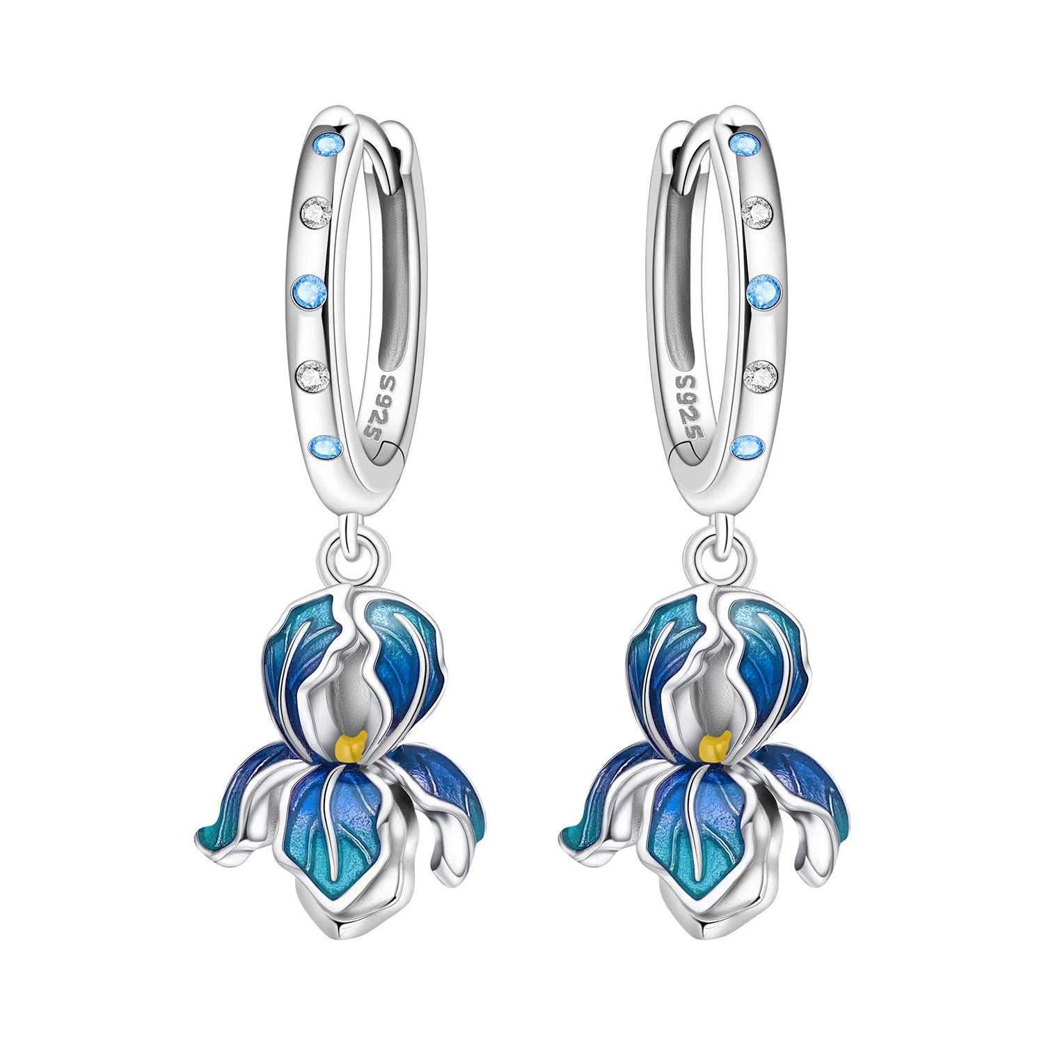 PANPOKI 925 Sterling Silver Sparkling Blue Snowflake Earrings Series Drop Earrings For Women Party Gifts Trendy Jewelry
