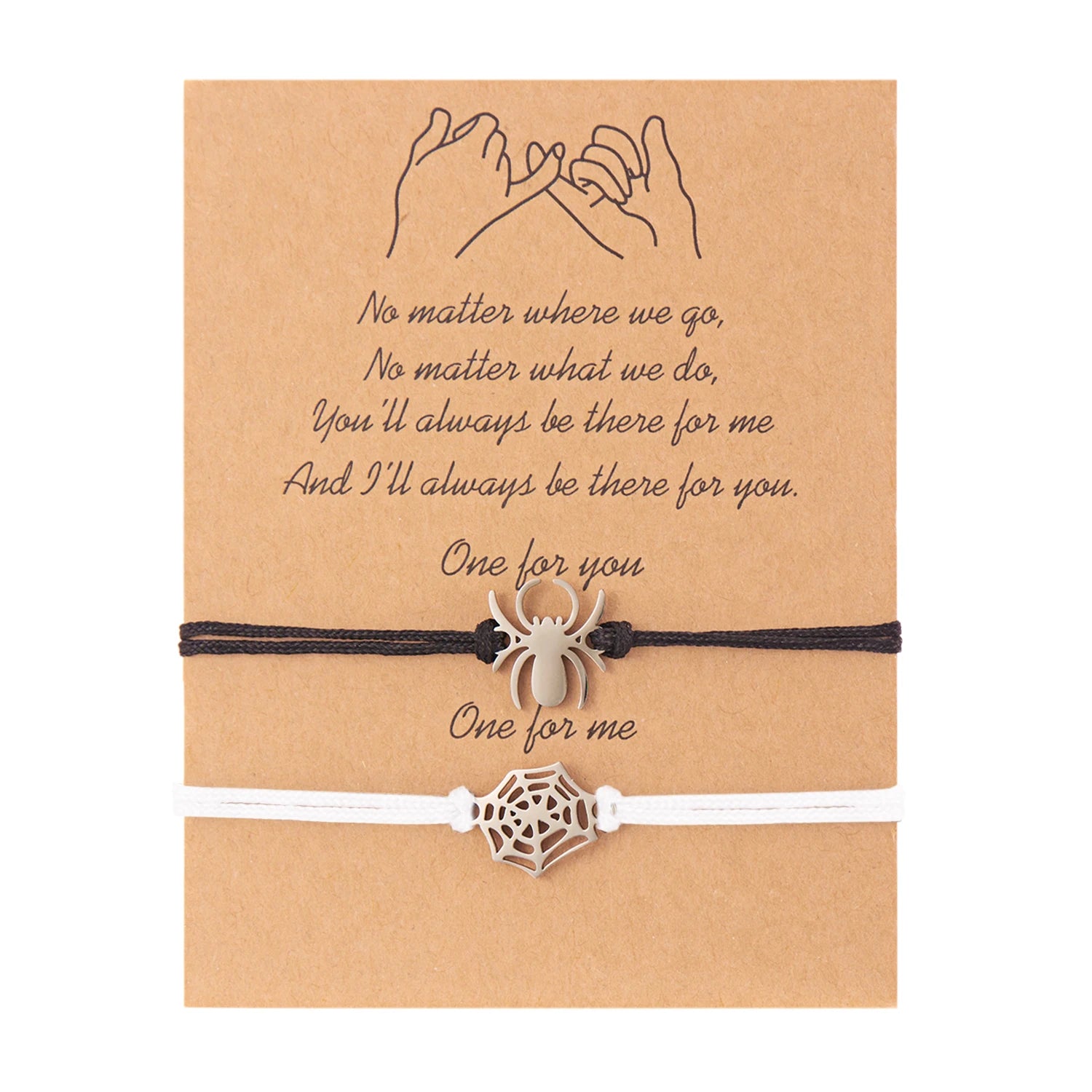 2pcs/Set Romantic Spider Web Couple Bracelet For Women Men Handmade Braided Rope Wish Card Halloween Friendship Jewelry Gifts