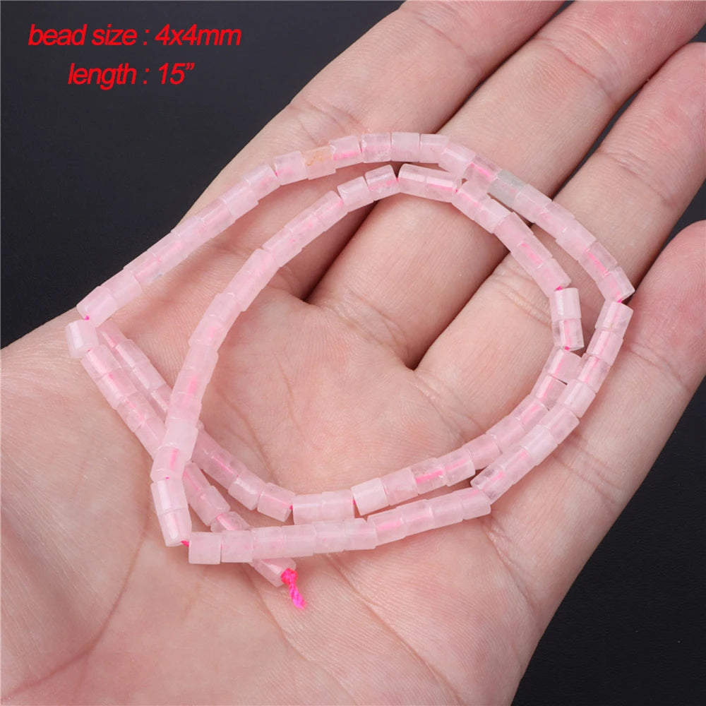 45 Style Natural Rose Quartz Bead Round Tube Crystal Loose Beads For Jewelry Making Handmade Diy Bracelet Necklace Accessories