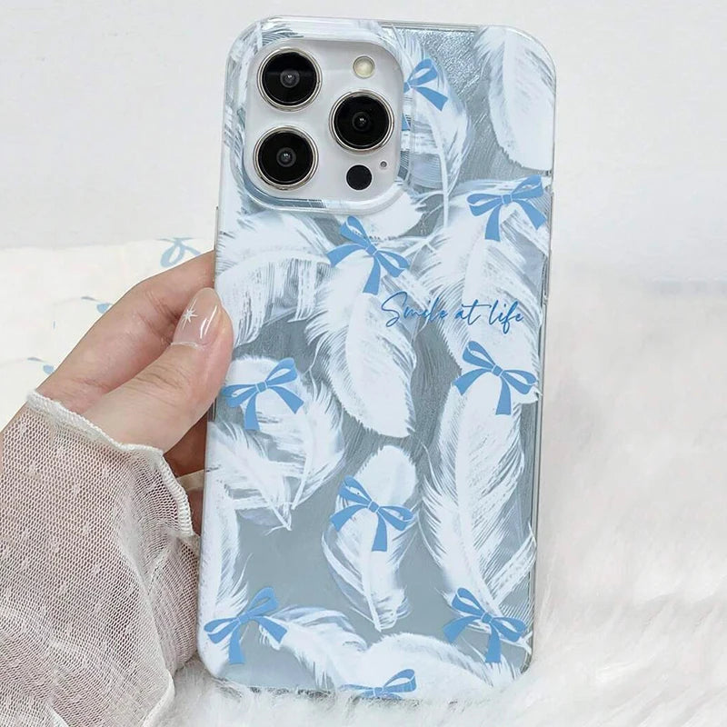 Case for iPhone 16 Fashionable Butterfly Bow Print Phone Cases for iPhone 15 14 13 12 11 Pro Max X XR XS 7 8 Plus SE2 16E Cover