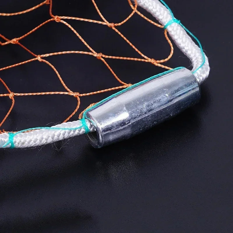 Lawaia Wurfnetz mit Stahlanhänger, Nylon-Geflechtschnur, Handwurf-Fischernetz mit großem blauen Kunststoffring