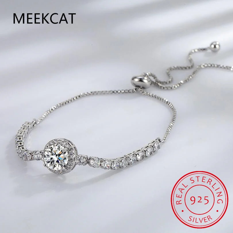 10MM Moissanite Bracelet 925 Sterling Silver Diamond Adjustable Tennis Bracelets For Women Wedding Gift Fine Jewelry Pulseiras