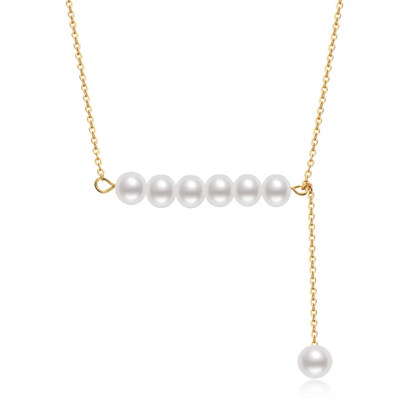 OXTAO Luxury 14K Gold Filled Necklace Natural Freshwater Pearl Necklace For Women Trendy Retro Style Clavicle Chain Jewelry Gift