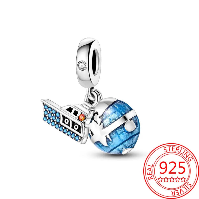 925 Sterling Silver Paris Tower Aircraft Travel Charm Pendant Beads Fit Charm Original Bracelet for Women Jewelry Making