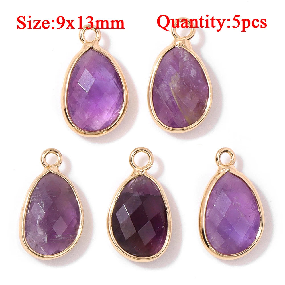 Wholesale Natural Amethyst Pendant Connector Reiki Hexagon Sun Bag Sun Stone Charm For Handmade Women Necklace Bracelet Jewelry