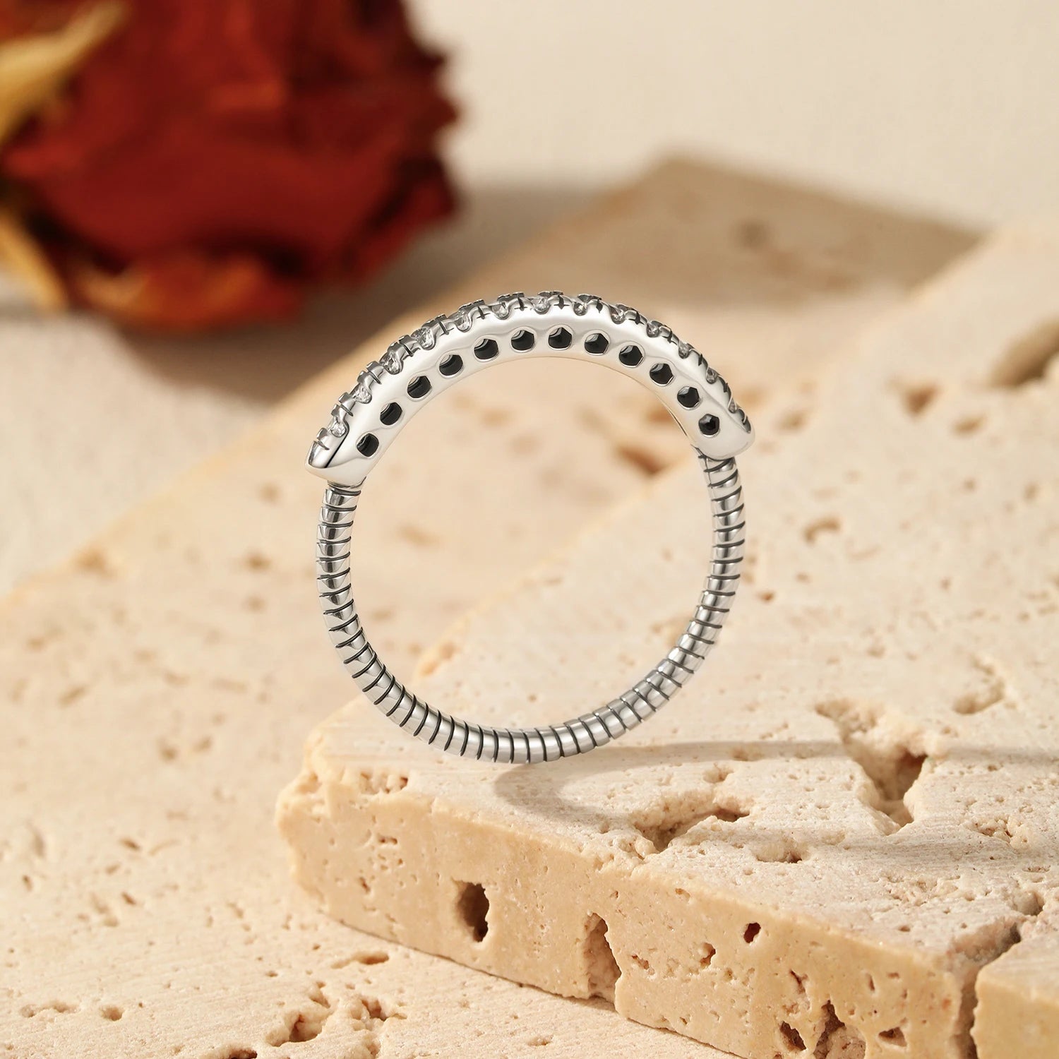 MODIAN 925 Sterling Silver Vintage Stacking Rings Sparkling Round CZ Finger Rings For Women Fine Jewelry Accessories