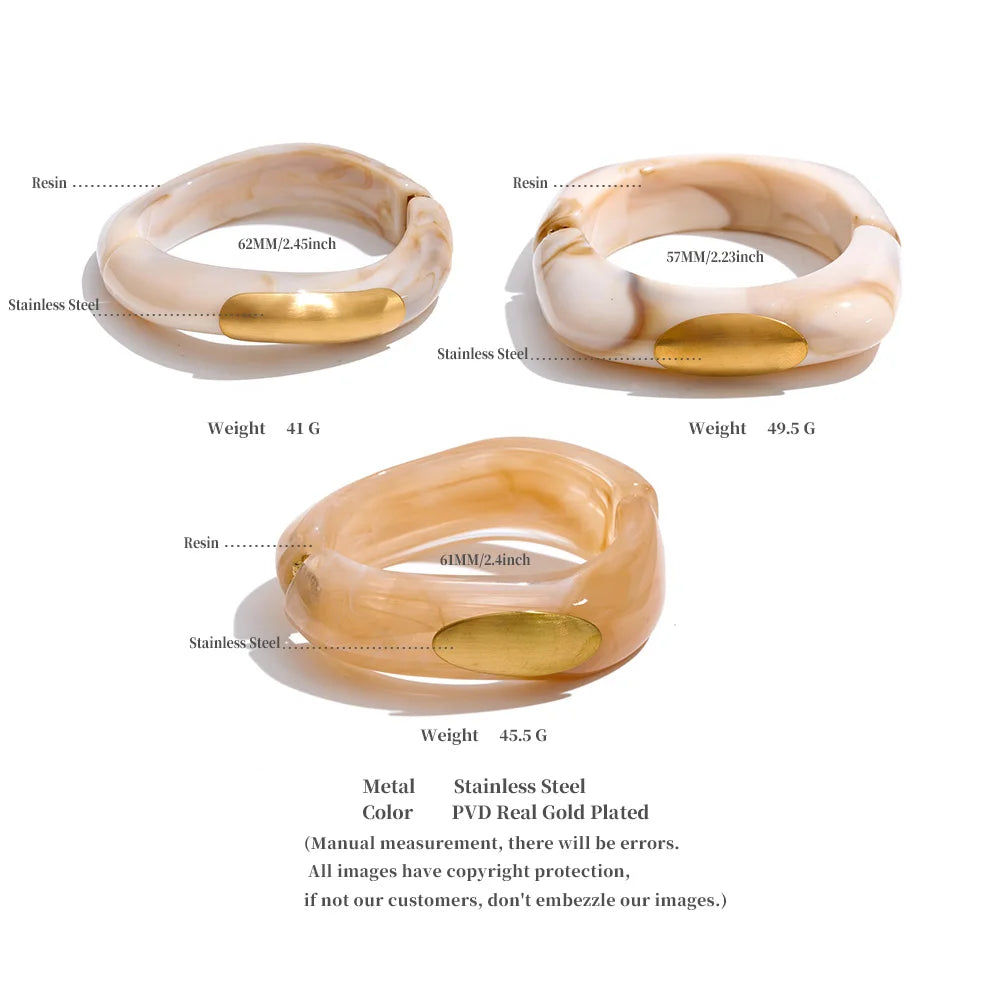 Yhpup 57/61/62mm Acrylic Resin Thick Bracelet Bangle Waterproof Statement Fashion Summer 2026 Wrist Jewelry