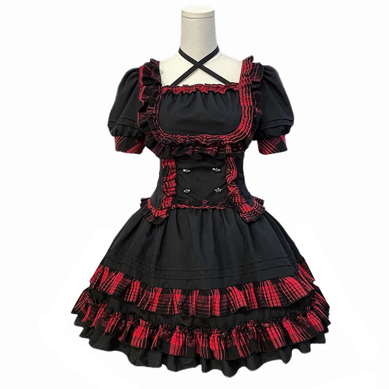 Victorian Gothic Lolita Dress Set Women Vintage Kawaii Lace Ruffles Blouse Princess Party Skirt Harajuku Y2k Grunge Punk Suits
