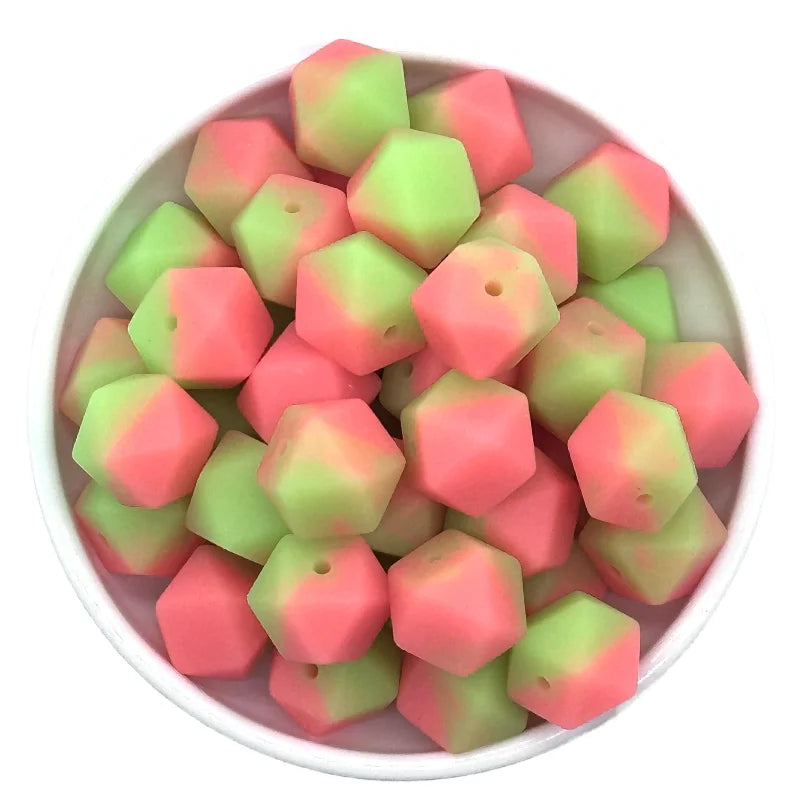 14mm 10/20pcs luminous hexagon silicone beads DIY necklaces Jewelry bracelets bag chains key chains car decoration chains beads