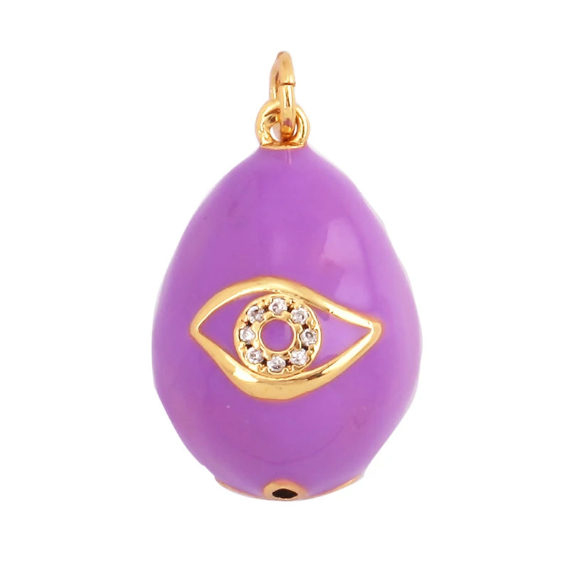 Fashion Newest Colourful Enamel Ball Shape Big Size Charm Pendant,Gold Plated Eye Flower DIY Necklace Jewelry Accessories L04