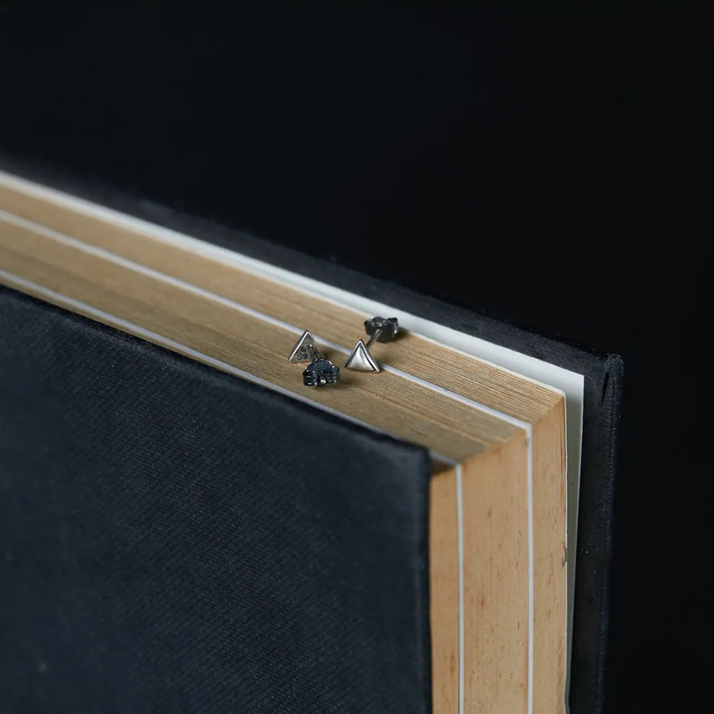 MKENDN 100% 925 Sterling Silver Geometric Triangle Stud Earring Personality Minimalist Ear Jewelry Accessories Neo-Gothic Style