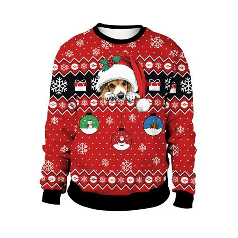 Clothing Wholesale Unisex Men Women 2026 Ugly Christmas Sweater Santa Elf Christmas Funny Fake Hair Sweater Autumn Winter Tops