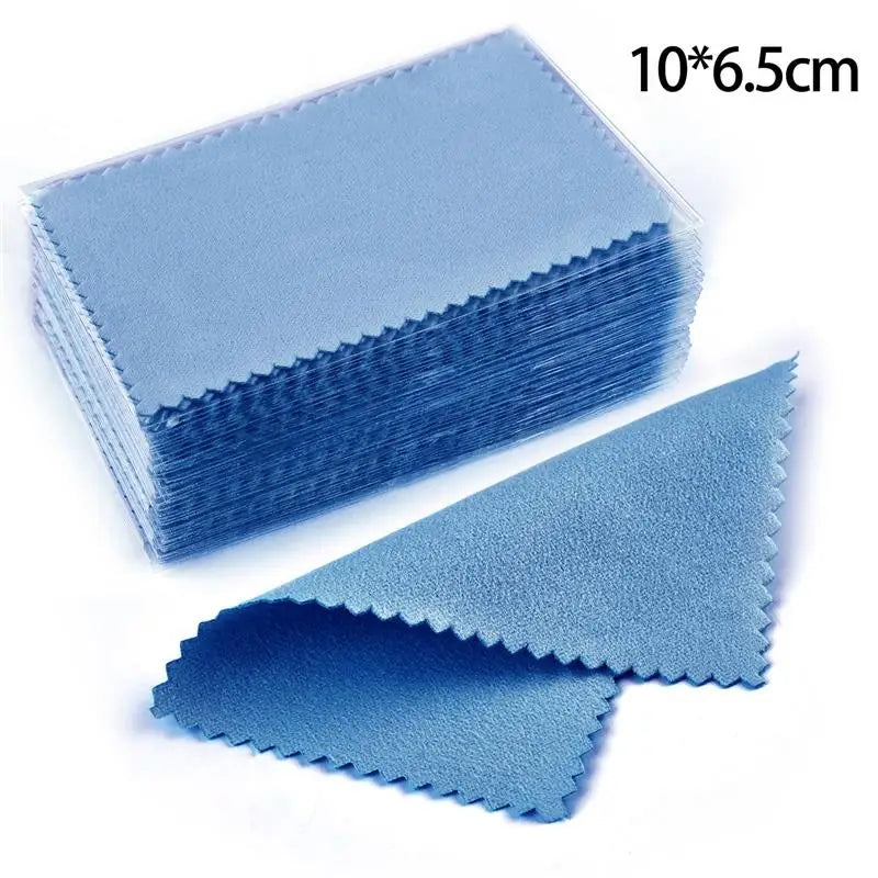 10*6.5cm/8*8cm 50pcs Silver Clean Polishing Cloth Soft Clean Wipe Wiping Cloth For Necklaces Rings Jewelry Clean Tool