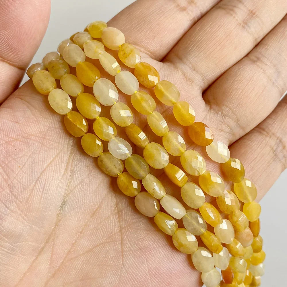 Fashion Natural Oval Shape Stone Bead Faceted Jades Tiger Eye Jaspers Loose Spacer Beads DIY Necklace Bracelet Earrings 6x8mm