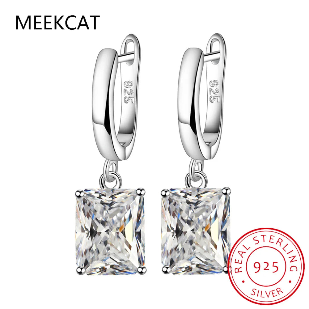 Square Princess Cut Genuine Natural Green Peridot 925 Sterling Silver Drop Earring for Women Colorful Gemstone Jewelry
