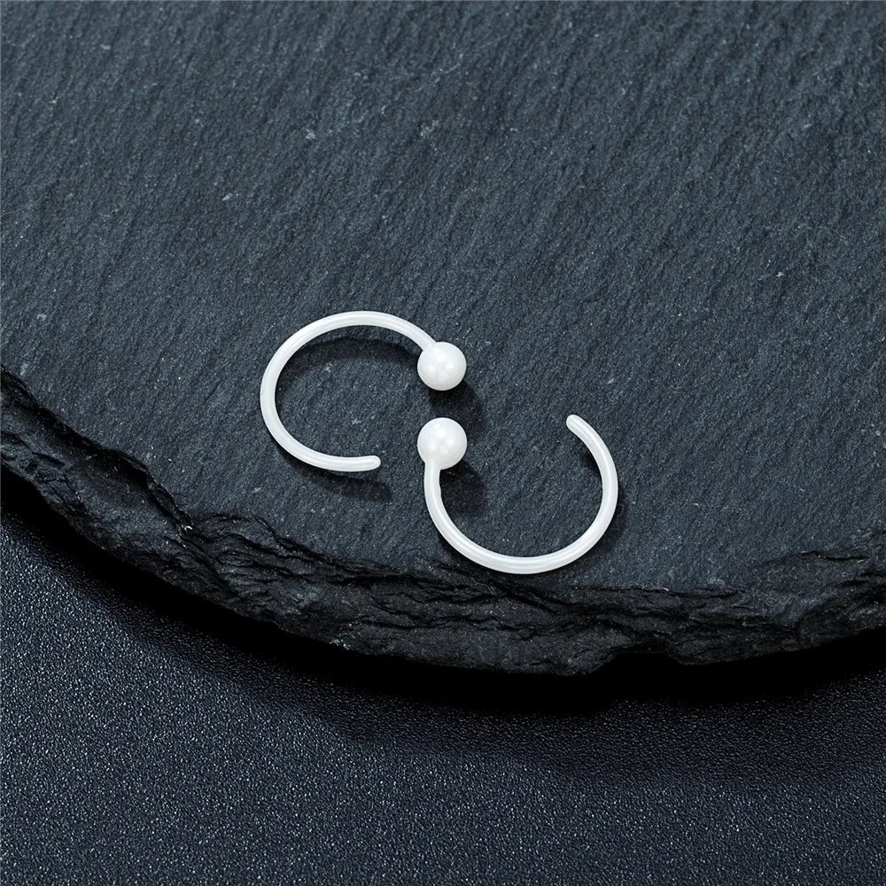MKENDN 10MM Classical Hoop Earrings Hypoallergenic Bioceramic Earrings for Healing Piercings Medical Grade Studs Ear Gifts - Madeinsea©