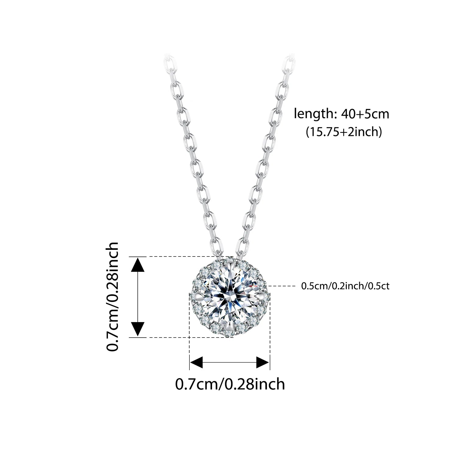 WOSTU 0.5 CT 1CT Moissanite Pendant Necklace Lab Diamond With GRA 925 Sterling Silver Flower Pendant Mom Lover Daugther Gift