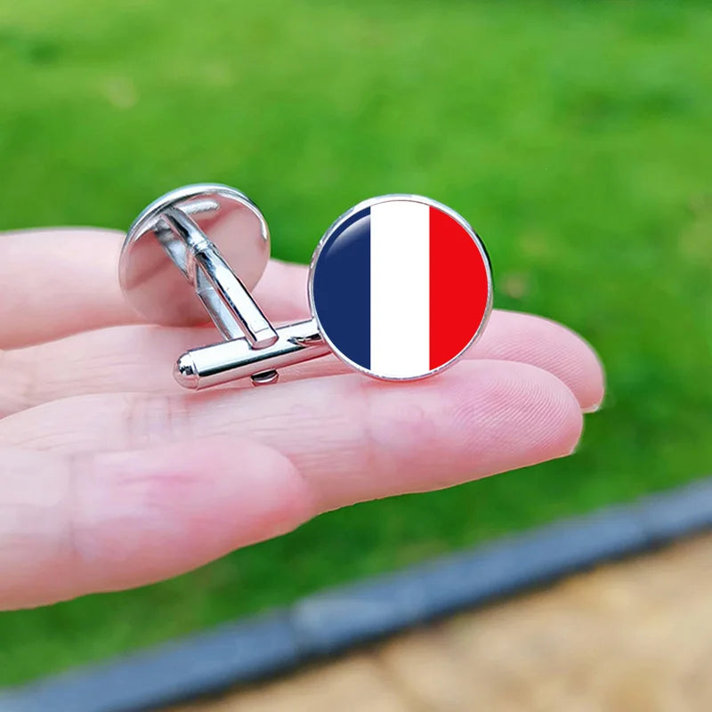 2024 France Flag Cufflinks Spain Chile Russia Netherlands Serbia USA Czech Republic Portugal Norway Switzerland Cuff Links Gift