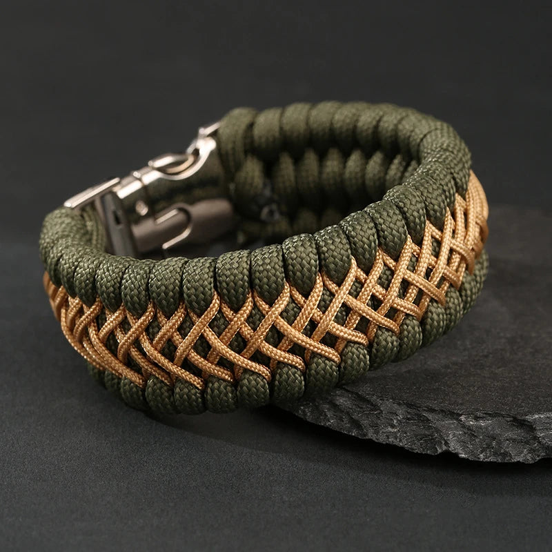 MKENDN Width Handmade Paracord Survival Bracelet Metal Buckle Outdoor Camping Rescue Emergency Rope Bracelet For Men Women Gifts