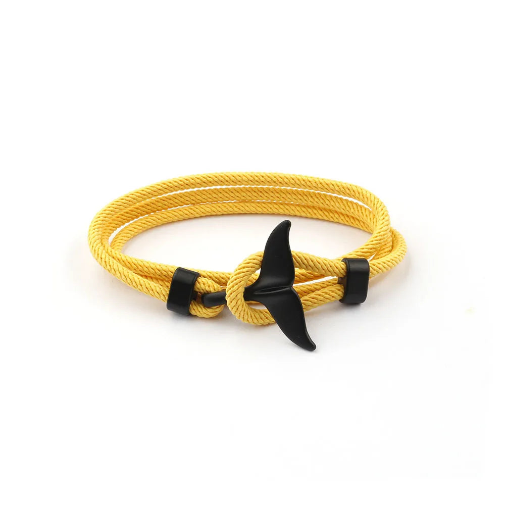 Male Multilayer 4mm Milan Rope Viking Bracelet Charm Whale Tail Bracelets For Men Wristband Trendy Ocean Animal Fishtail Jewelry