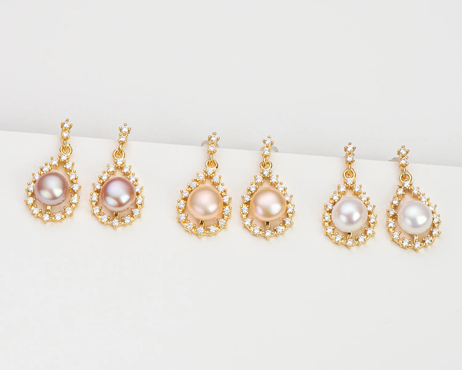 7.5-8mm freshwater pearl hollow pear-shaped hanging earrings 14K gold 925 Sterling Silver Earrings For Wemon Wedding Jewelry Gif