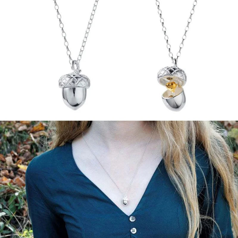 Collier pendentif gland Nonoyes peut ouvrir pendentif pomme de pin pendentif cône boîte pendentif femmes coeur gland charme pendentif bijoux de mode