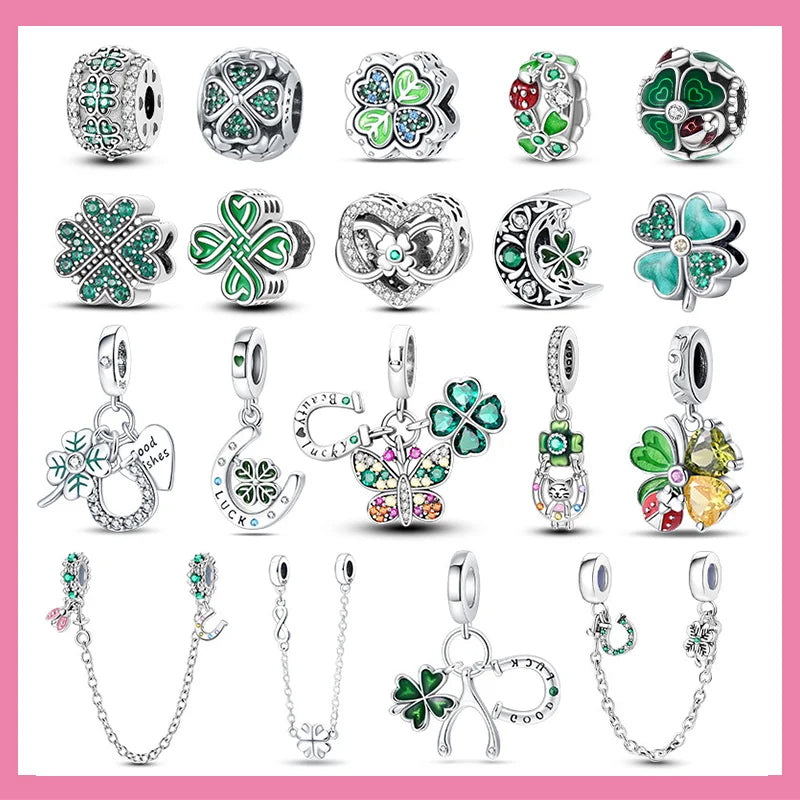 925 Sterling Silver Charm Green Monstera Leaves Charm Fit Bracelet Original Charm Bead for Women Jewelry DIY Making Fine Gift