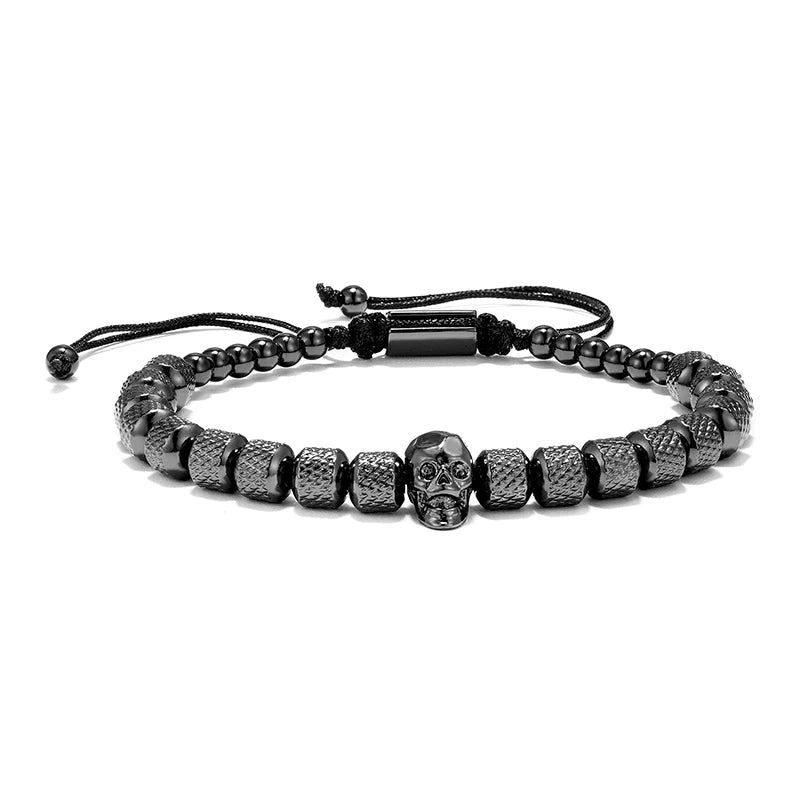 MKENDN Charm Micro Pave CZ Skull Head Men Bracelets Stainless Steel Couple Handmade Jewelry Gift Acero Inoxidable Joyeria Mujer