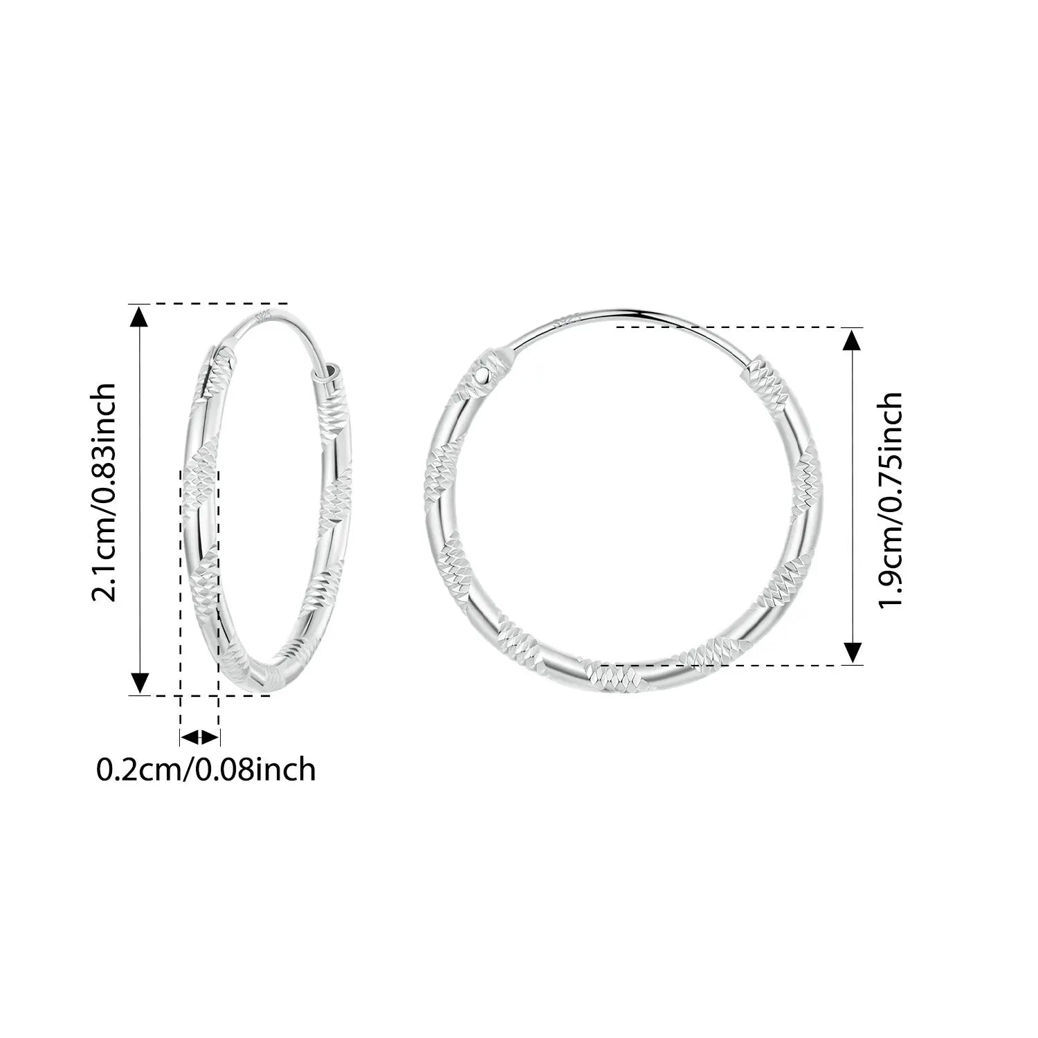 BAMOER 925 Sterling Silver Carved Floral Silver Large Hoop Earrings, Geometric Round Ear Cuff for Women Punk Jewelry Gift