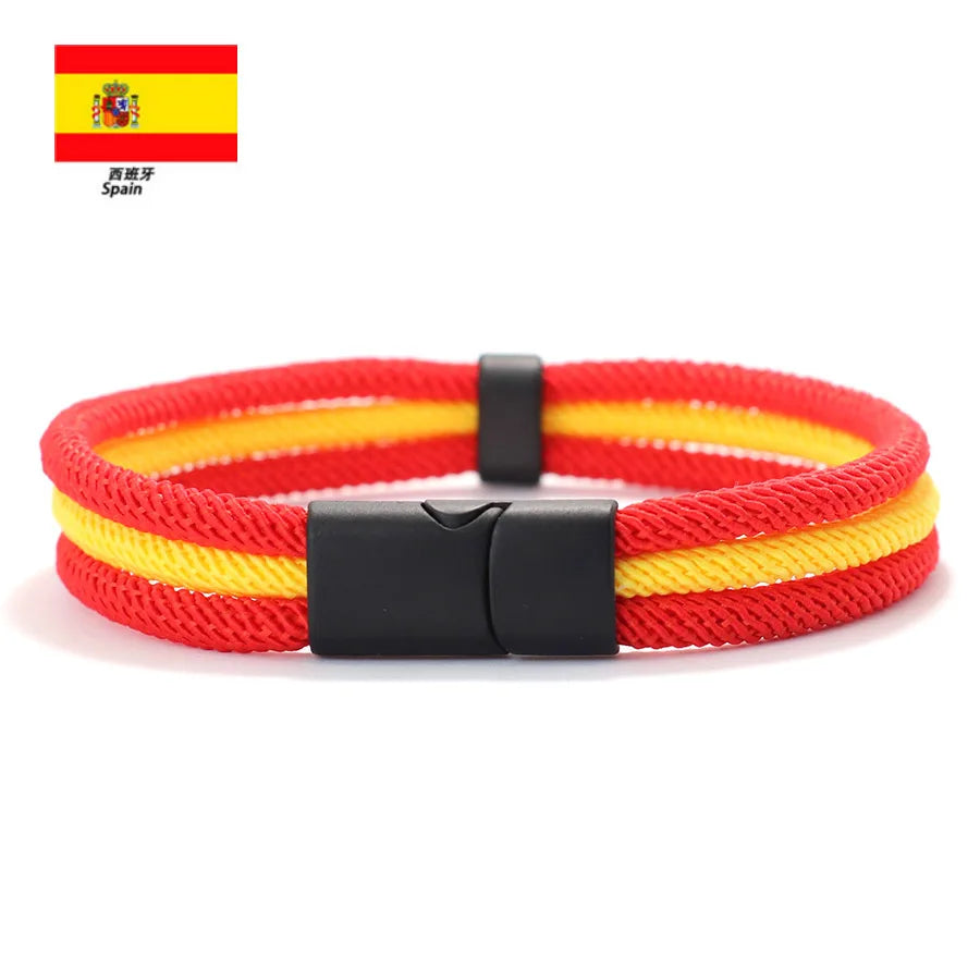 Multi Color Size National Flag Color Charm Bracelet Unisex Detachable Magnet Buckle Wrap Braslet Grade A 4mm Rope Braclet Joias