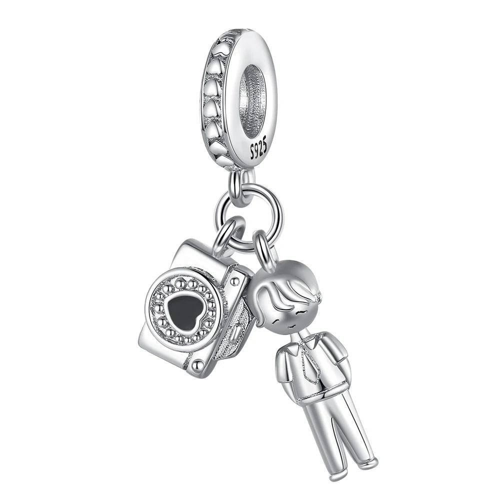 925 Sterling Silver Boy Girl Couple Lovers Beads Marriage Charms Dangle Fit Original  Bracelet Charms Jewelry Women DIY