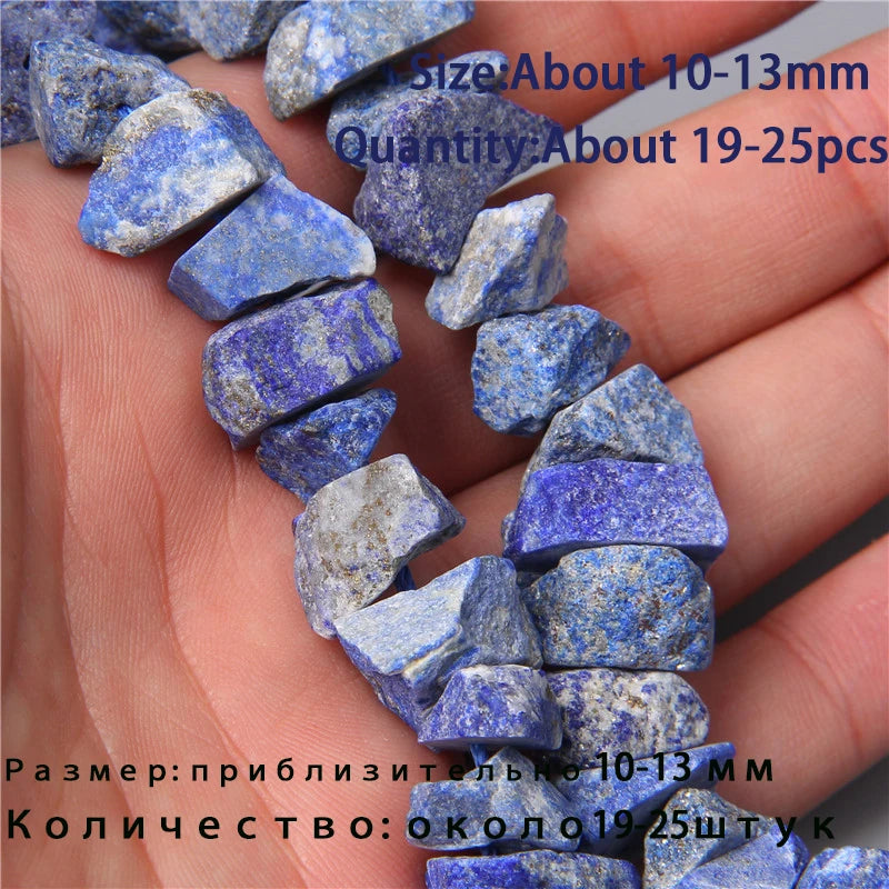 7.5" Natural Irregular Rough Stone Beads Raw Rock Lapis Quartzs Nuggets For Jewelry Making DIY Earrings Bracelet Supply 7-30mm