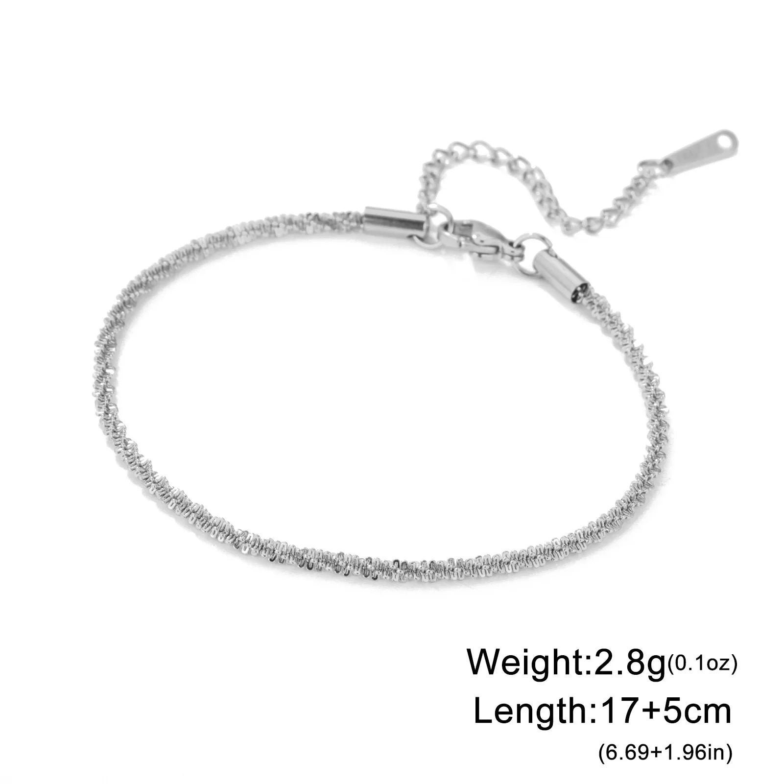 HIPEE Fashion Shiny Basic Chain Bracelet for Women Girls Stainless Steel Link Chain Adjustable Bracelets Sparkling Twists Bangle