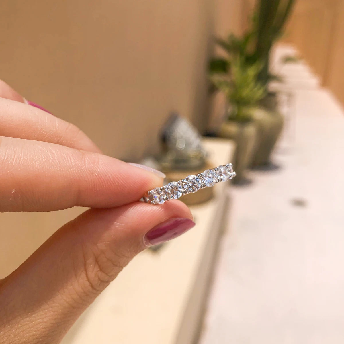 4.0mm  Moissanite Diamond Ring 925 Sterling Silver Classic Wedding Ring Single Head Ring Women's Wedding Jewelry Gift