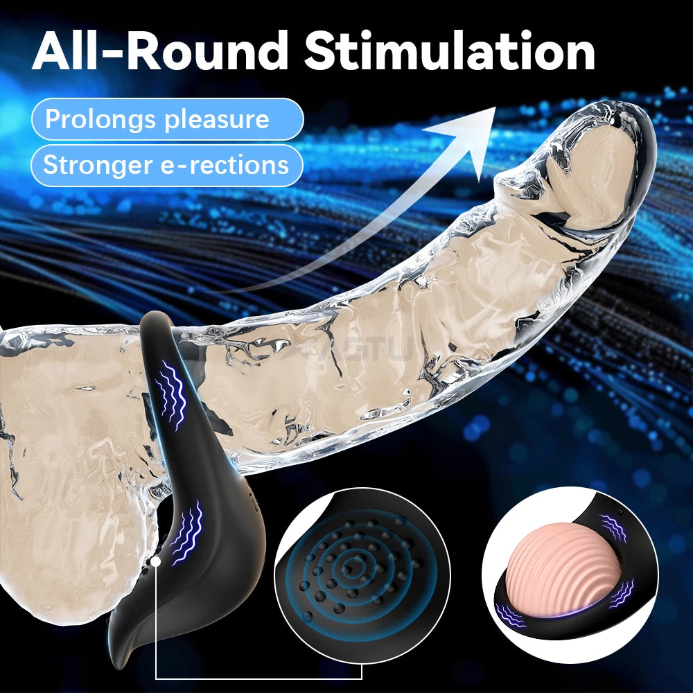 APP Control Vibrating Penis Ring Men Cock Ring Vibrator Clitoris Scrotum Stimulation Delay Ejaculation Sex Toys for Couples 18+