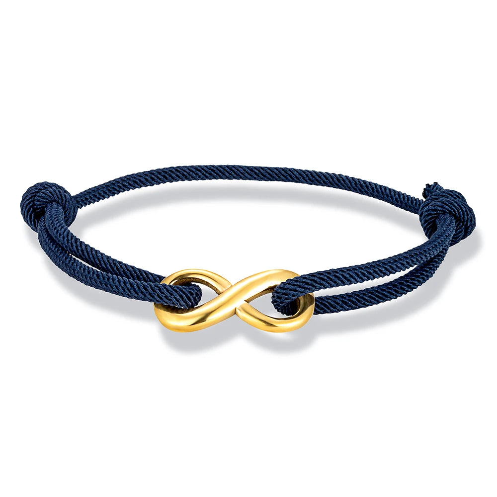 MKENDN Modisches, vergoldetes Edelstahl-Unendlichkeitsarmband für Männer und Frauen, verstellbares Seilarmband, Paar-Schloss-Schmuck