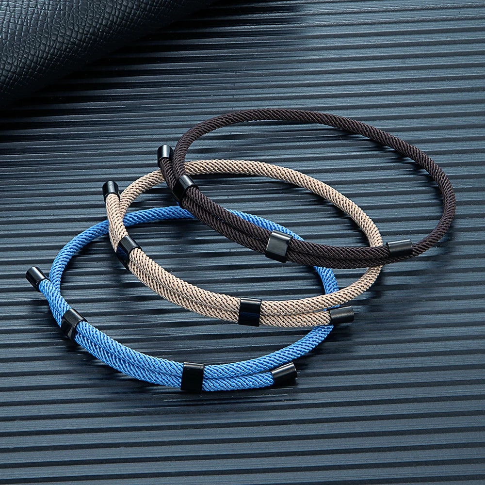 MKENDN Simple Style 3MM Men Women Adjustable Nautical Rope Bracelet Stainless Steel Buckle Accessories Waterproof Jewelry Gifts