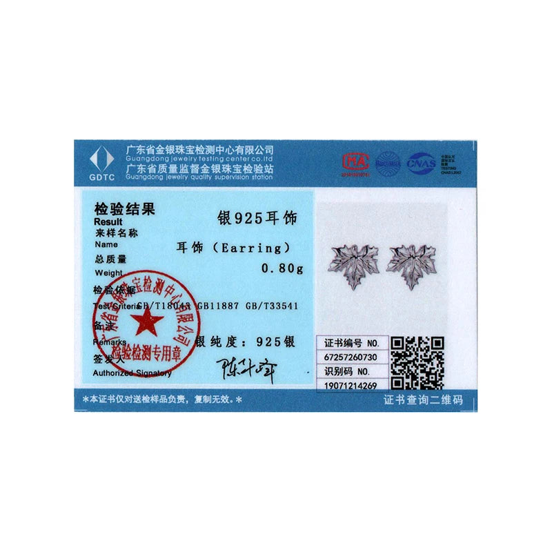 BISAER 925 Sterling Silver Maple Leaves Stud Earrings Maple Leaf Red Enamel Earrings for Girls Party Fine Jewelry Autumn Gifts