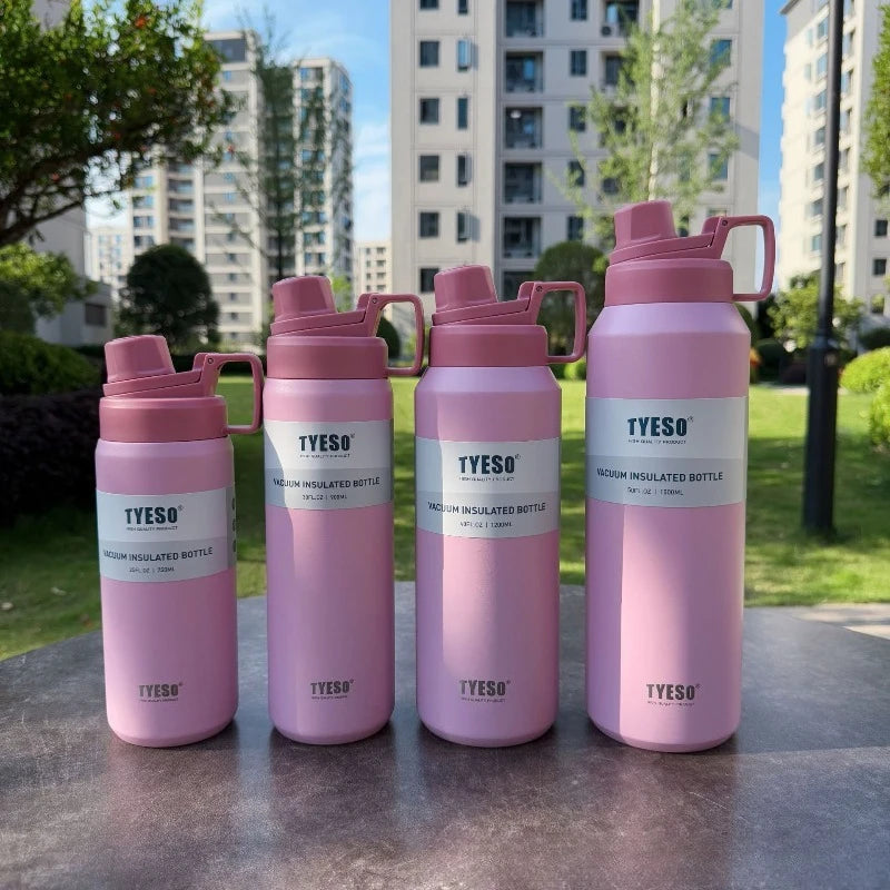 TYESO Insulated Water Bottle Stainless Steel Vacuum Flask for Outdoor Sports Gym Travel Hot/Cold Retention Leak-Proof Portable