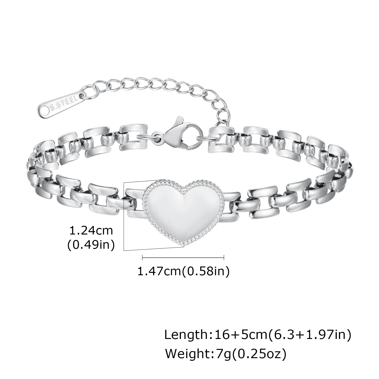 Vnox Stainless Steel Love Hand Bracelet For Women Gold  Silver Color Strap Chain Bracelets Girls Heart Jewelry Girls Mom Gift