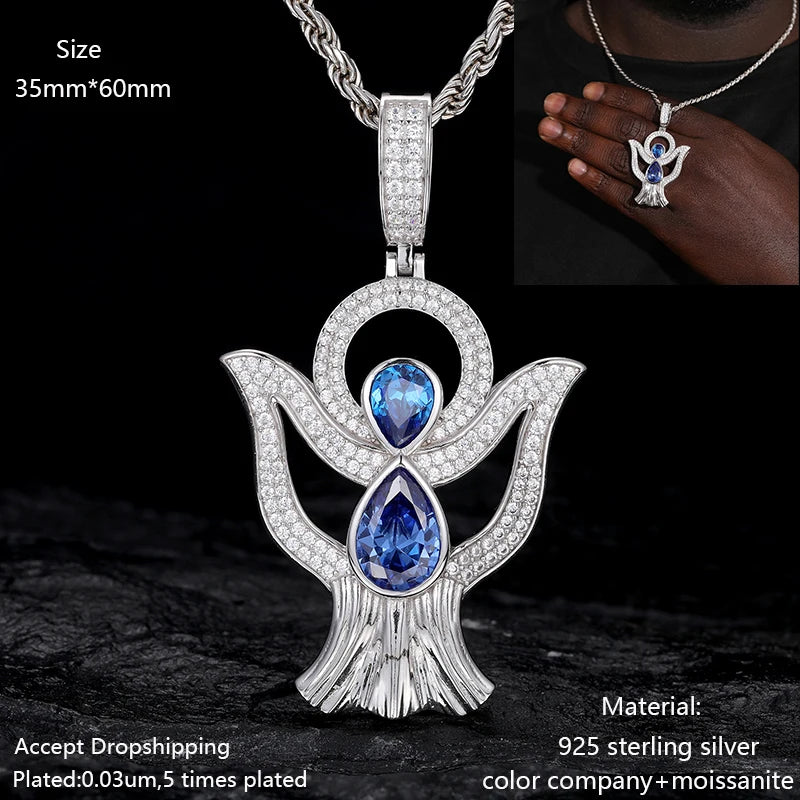 TUHE Unisex S925 Sternanhänger-Halskette mit Moissanit-Eis in Gold- und Silberfarbe – Schmuck für Herren im Hip-Hop-Stil