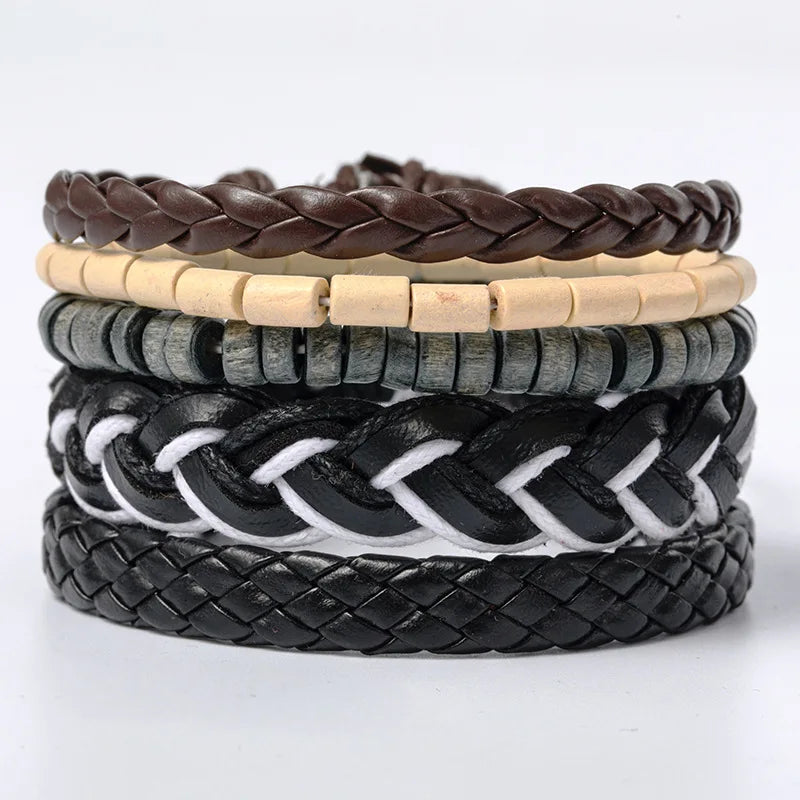 Wholesale Best-selling Multi-layer Buddha Bead Beaded Bracelets Men's Retro Style Multi-layer Elastic Thread Adjustable Wooden