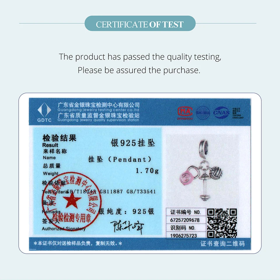 BAMOER 925 Sterling Silver Charm Pink Sport Ball Dumbbe Pendant Healthy Teeth Beads Fit Original Bracelet DIY Jewelry Crafts