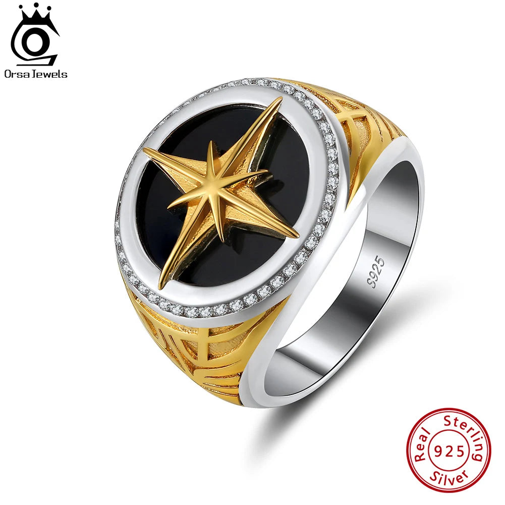 Gold Plated 925 Sterling Silver Vegvisir Viking Compass Ring - Madeinsea©