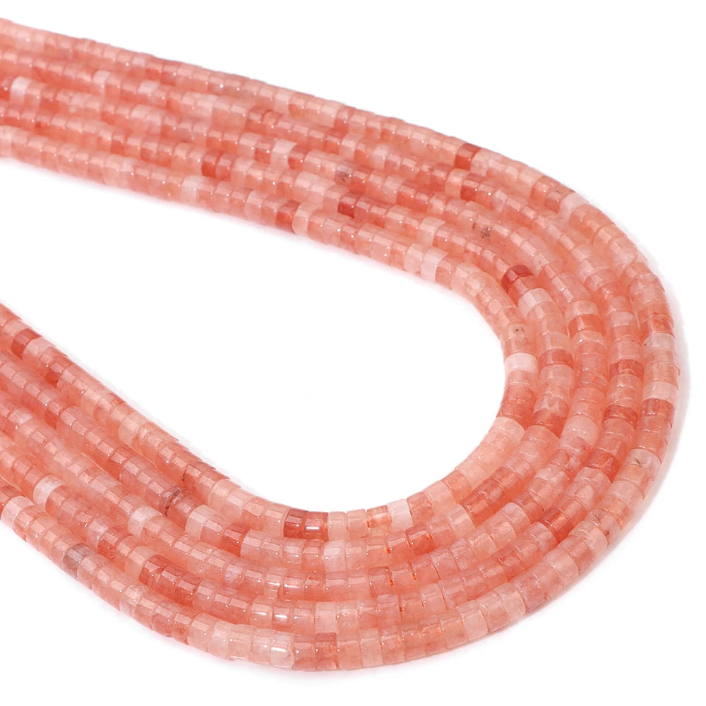 New Arrival Pink Stone Bead Natural Rose Quartzs Jades Jaspers Rondelle Shape Loose Beads For Jewelry Making  Accessories 2x4mm