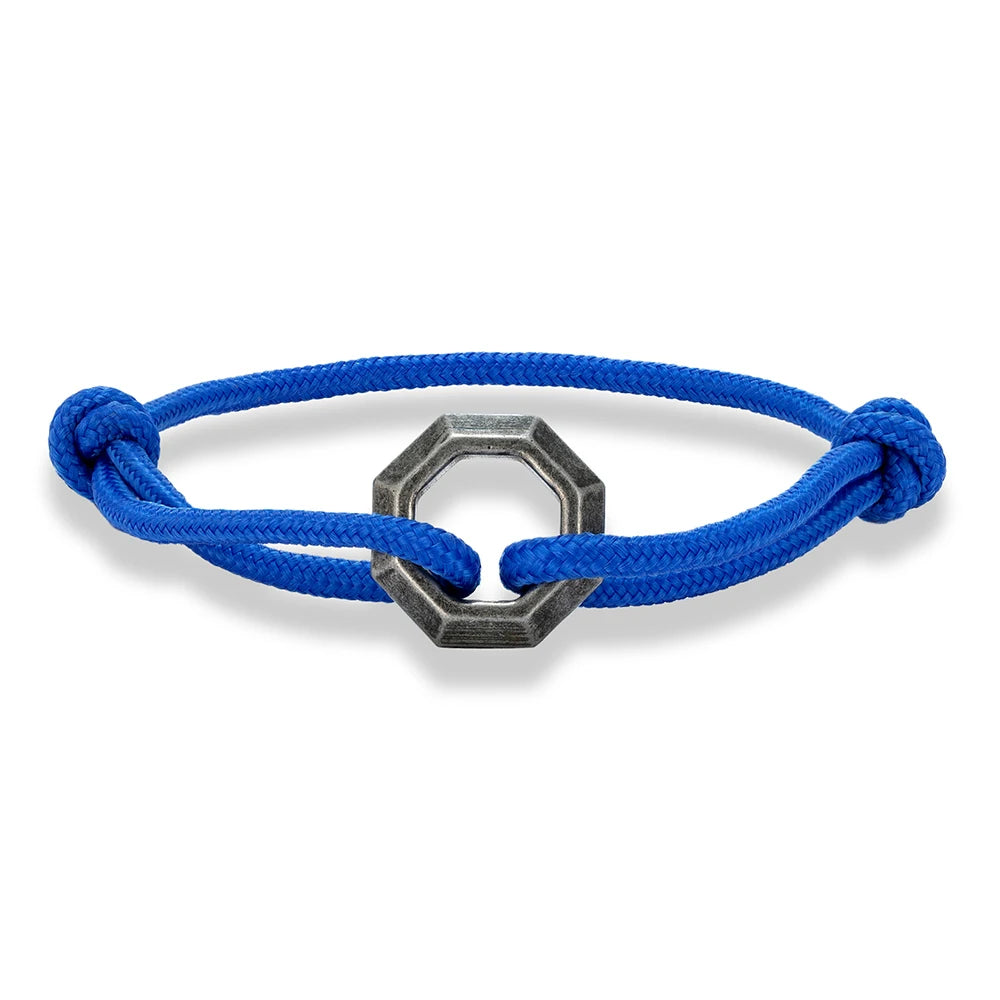 MKENDN New Mens Bracelet with Stainless Steel Rings Adjustable Rope Bracelet Men Women Waterproof Bracelet Gift For Himself