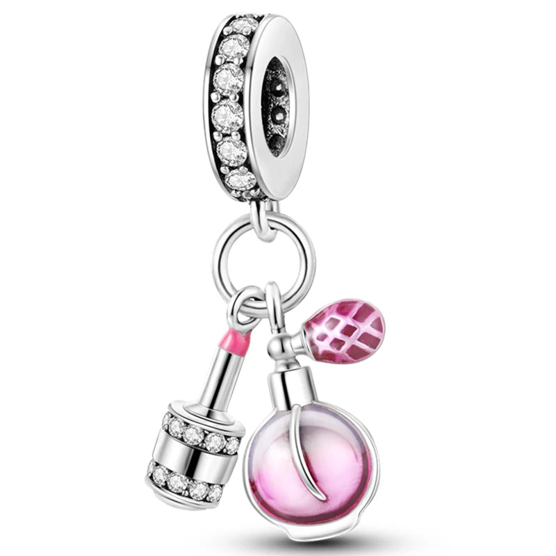 Hot Sale Charms Beads 925 Sterling Silver Pink Perfume Bottle Letter Luminous Firefly Tarot Card Beads Fit DIY Bracelets Jewelry - Madeinsea©
