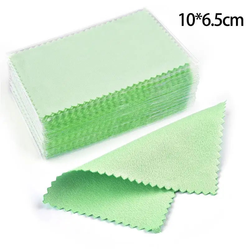 10*6.5cm/8*8cm 50pcs Silver Clean Polishing Cloth Soft Clean Wipe Wiping Cloth For Necklaces Rings Jewelry Clean Tool